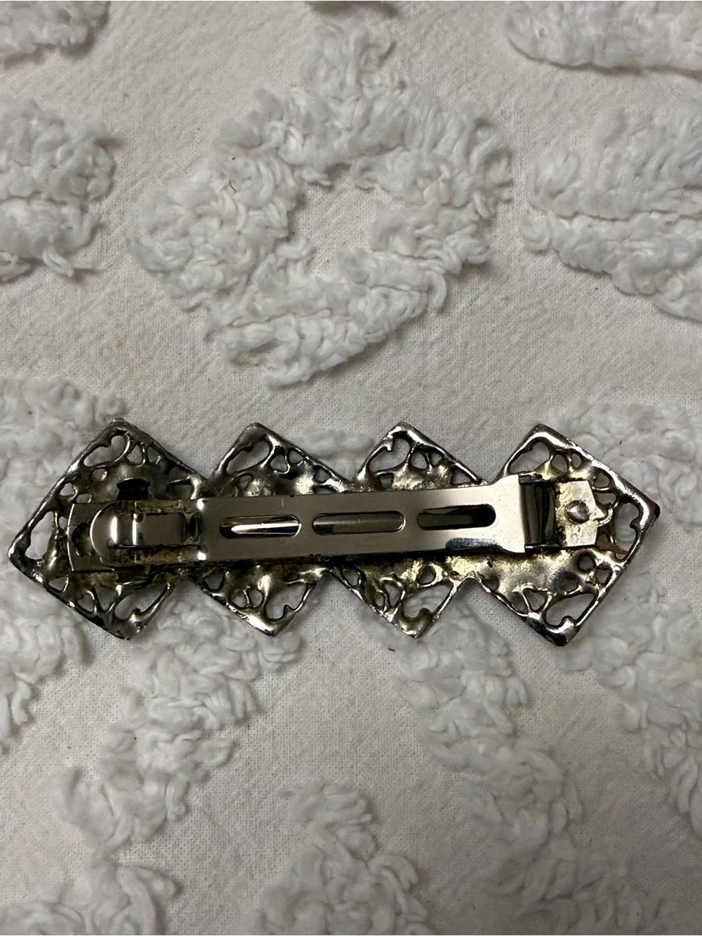 Vintage 1990’s silver and Green Hair Bow